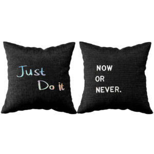 Housse de coussin en velours double face – Design citation motivante (Set de 2)