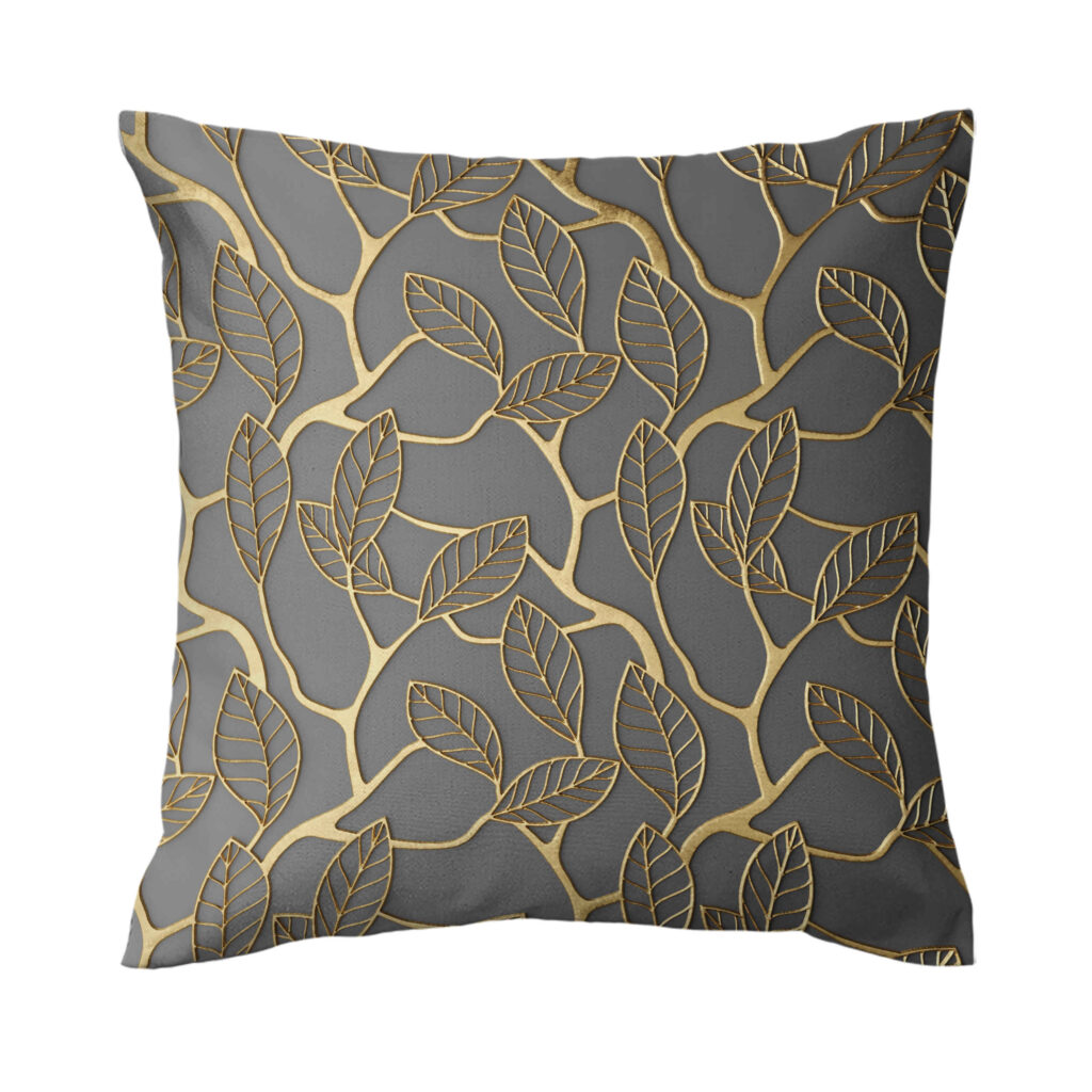 Housse de coussin en velours - Design Feuilles imprimées (Set de 2)