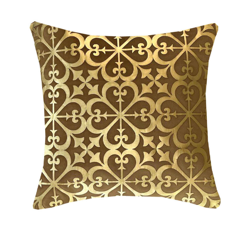 Housse de coussin en velours avec cuir synthétique - Design Eslimi (Set de 2)