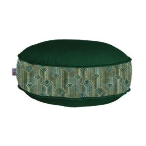 Pouf boho rond en velours inspiré de l’art persan vert