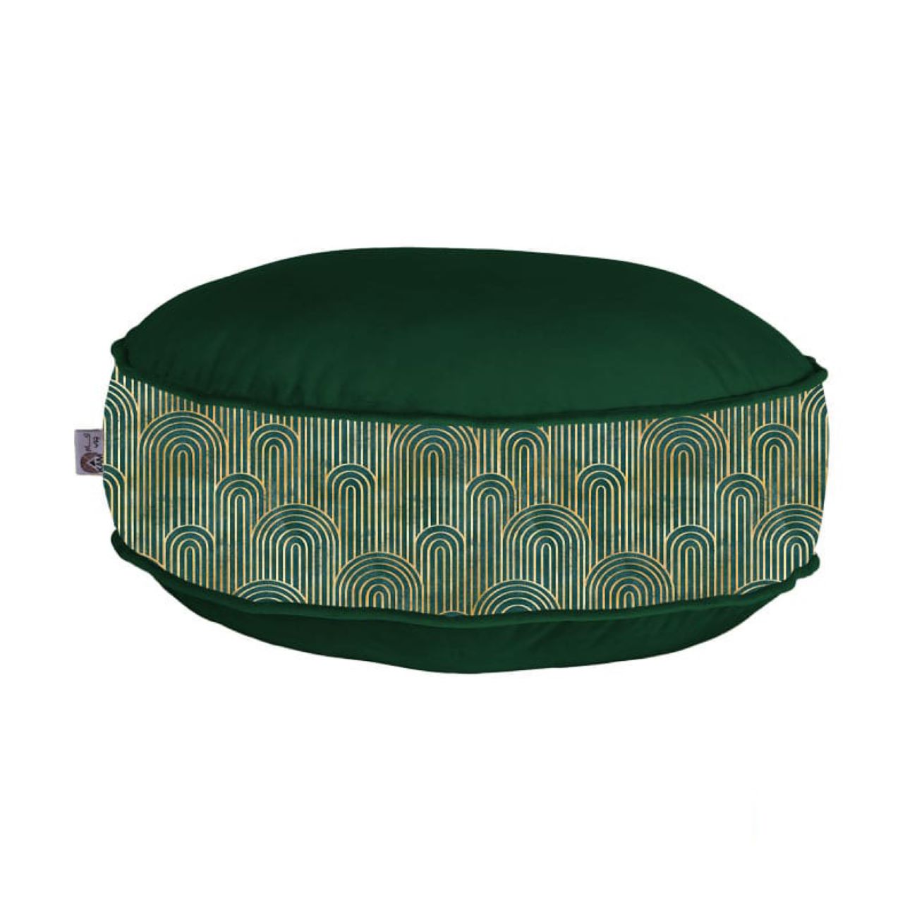 Pouf boho rond en velours inspiré de l'art persan vert