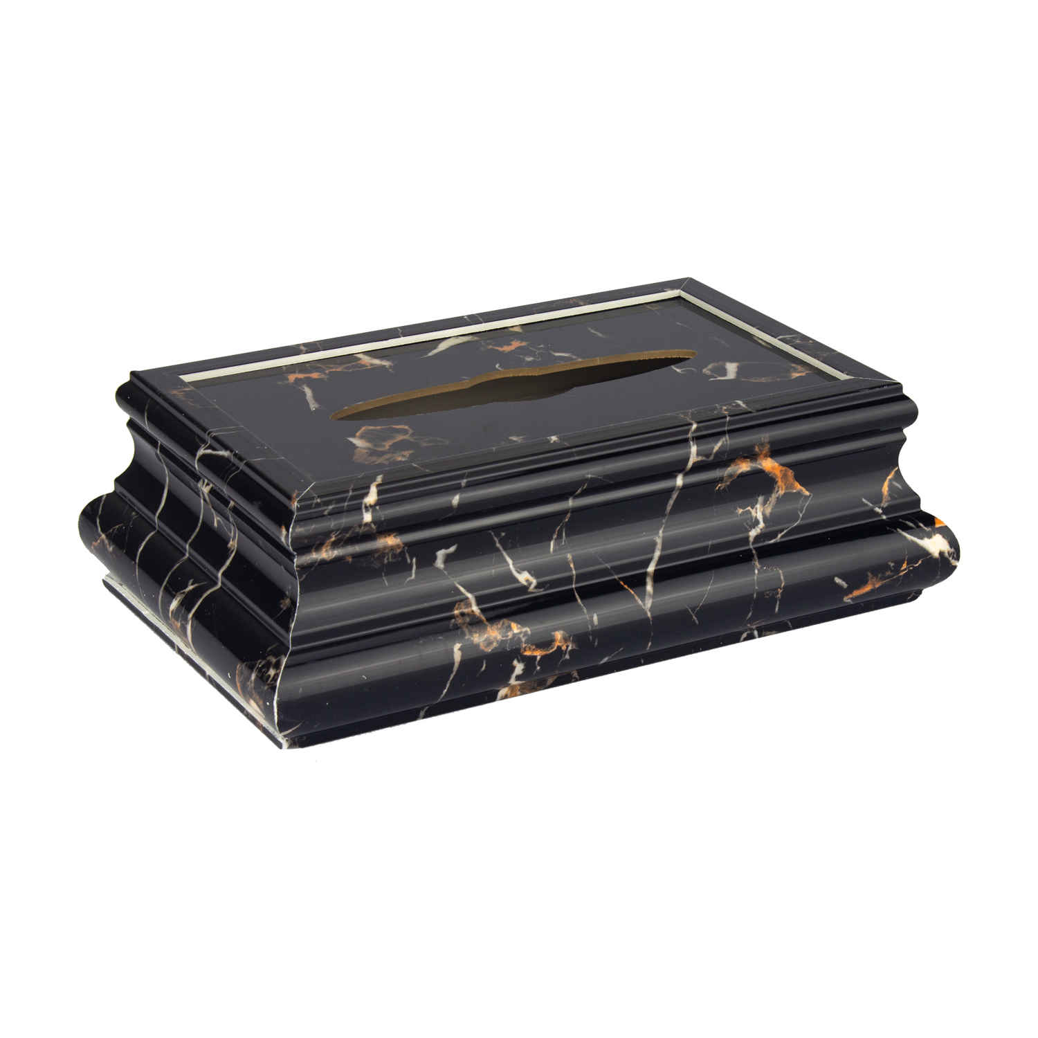 Ensemble corbeille et boîte à mouchoirs – Design marbré