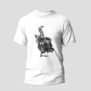 T-shirt Blanc Inspiré par la Carte et l’Histoire de l’Iran pour Homme – Vêtement Fier d’Iran