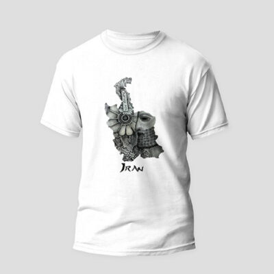 T-shirt Blanc Inspiré par la Carte et l’Histoire de l’Iran pour Homme – Vêtement Fier d’Iran