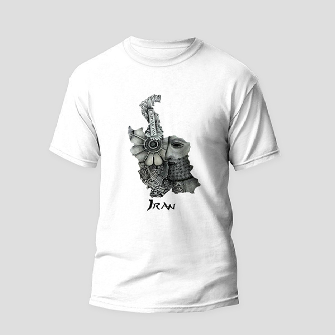 T-shirt Blanc Inspiré par la Carte et l’Histoire de l’Iran pour Homme – Vêtement Fier d’Iran