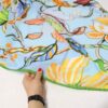 Écharpe en coton pour femme - Motif floral bleu