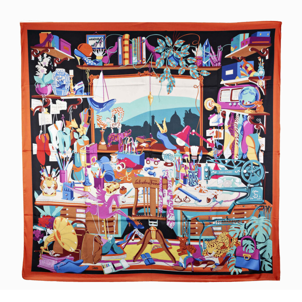 Écharpe en coton et soie pour femme - Motif Fantasy