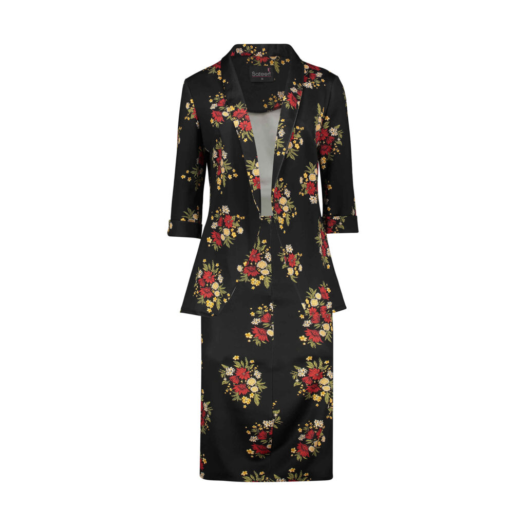 Ensemble costume jupe pour femmes deux pièces avec design floral