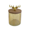 Bocaux en Bois avec Couvercle en Verre Motif Cerf – Lot de 5