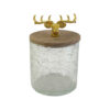 Bocaux en Bois avec Couvercle en Verre Motif Cerf – Lot de 5