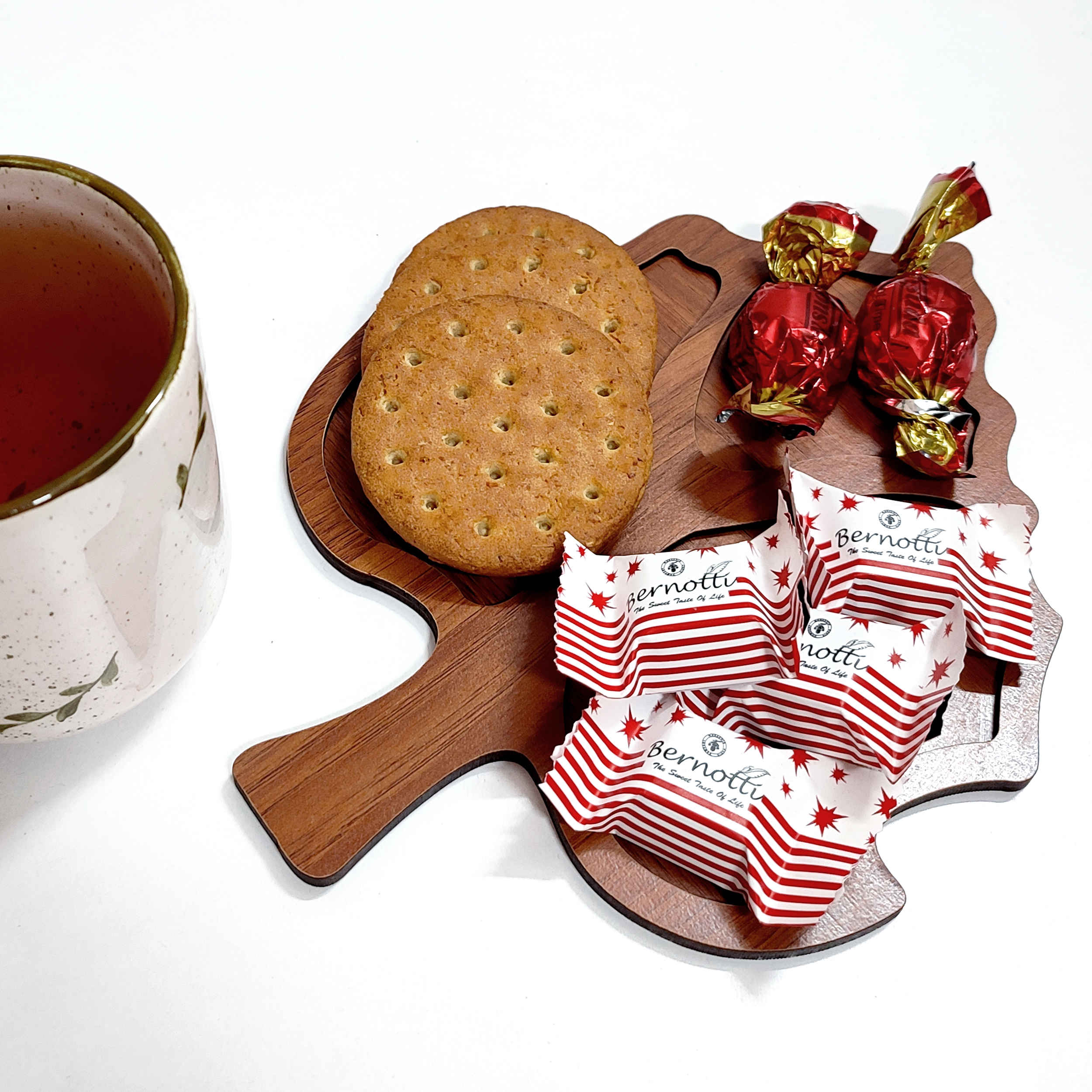 Plateau en bois MDF en forme de feuille à trois sections (lot de 2)