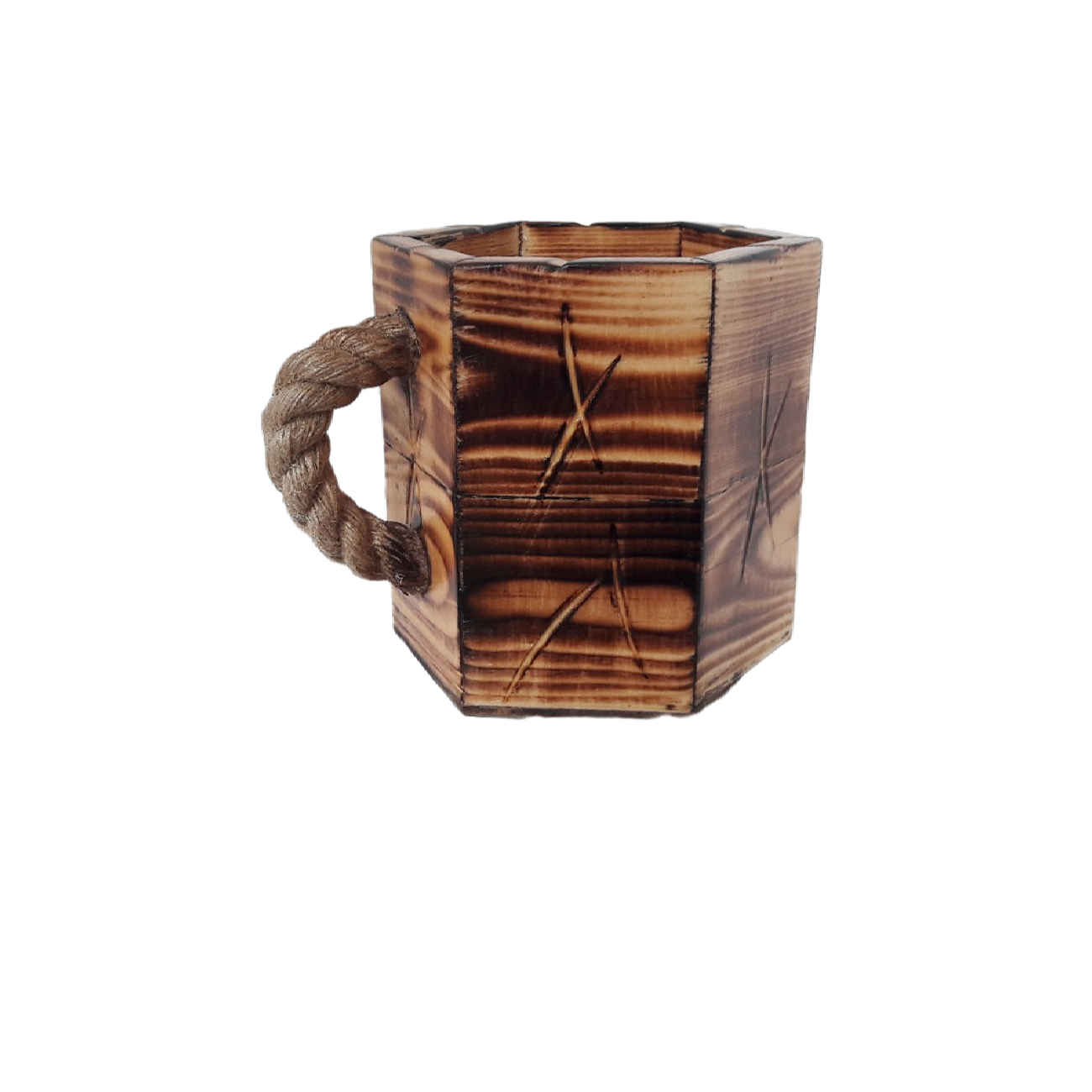 Porte-pinceaux de maquillage en bois Cup fait main style artistique