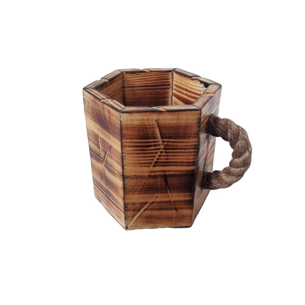 Porte-pinceaux de maquillage en bois Cup fait main style artistique