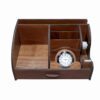 Organiseur de bureau en bois avec horloge intégrée