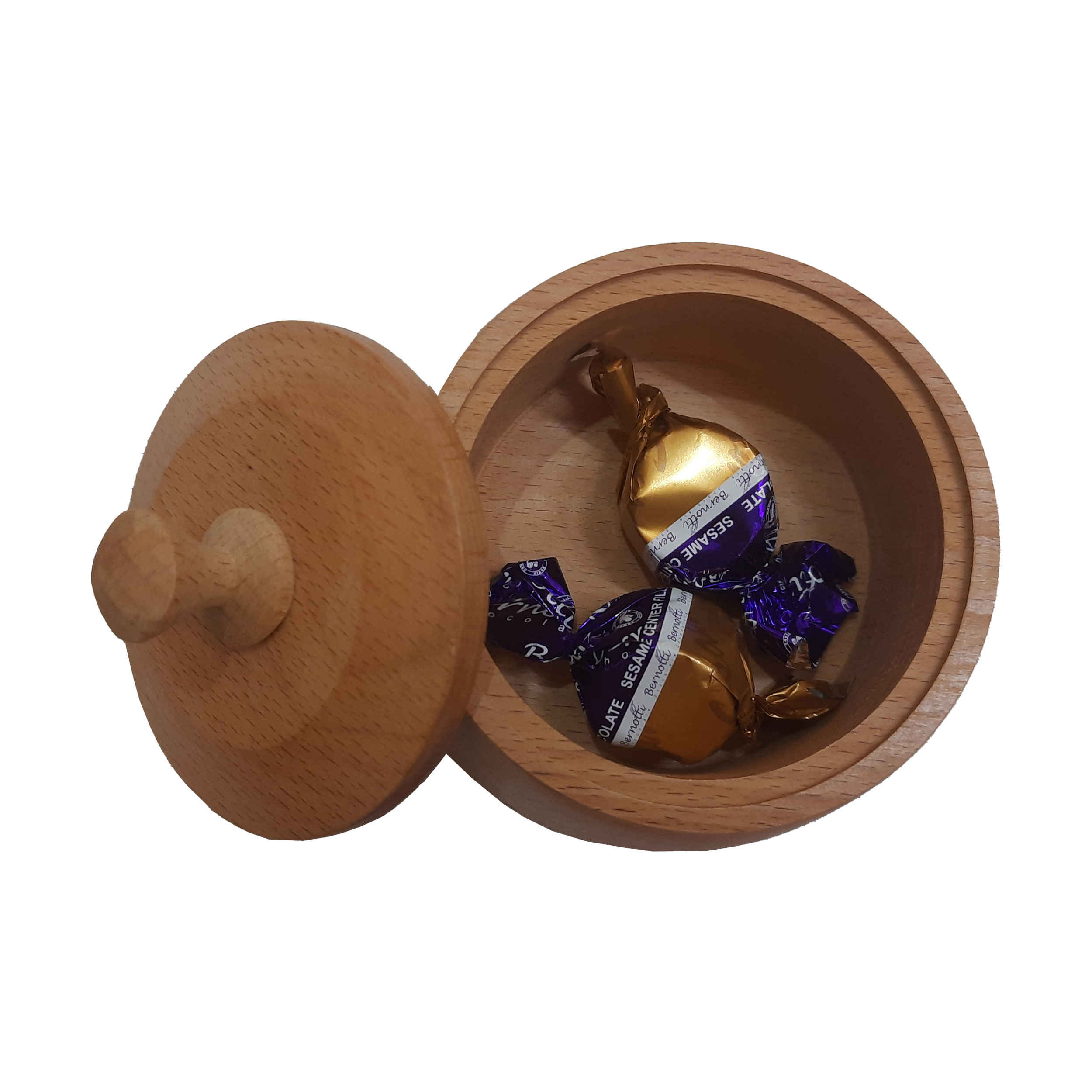 Bol à sucre en bois fait main avec couvercle – Style rustique