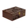 Boîte organisatrice en bois pour sachets de thé avec design en feuilles