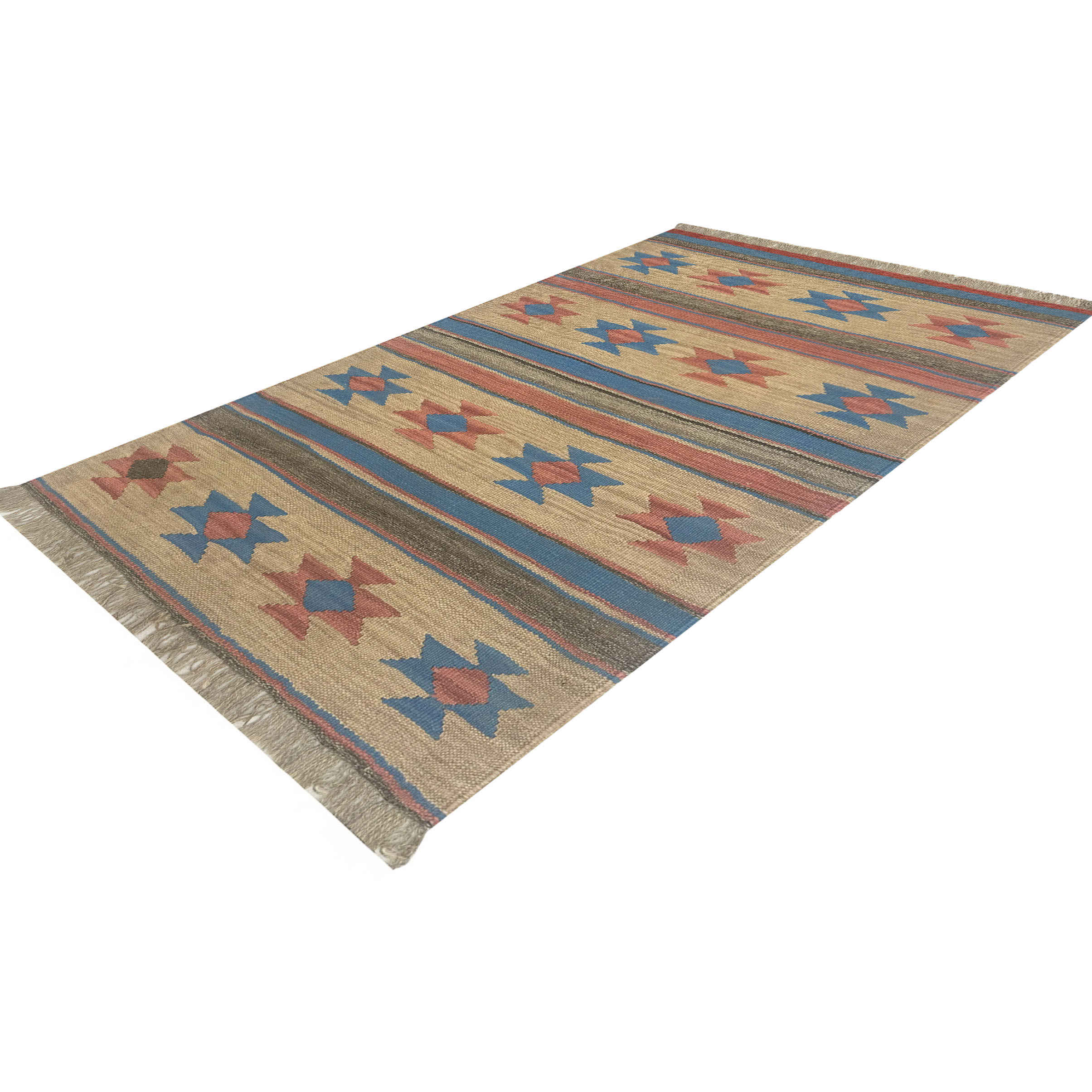 Tapis en laine Kilim persan tissé à la main en Shiraz modèle Navajo