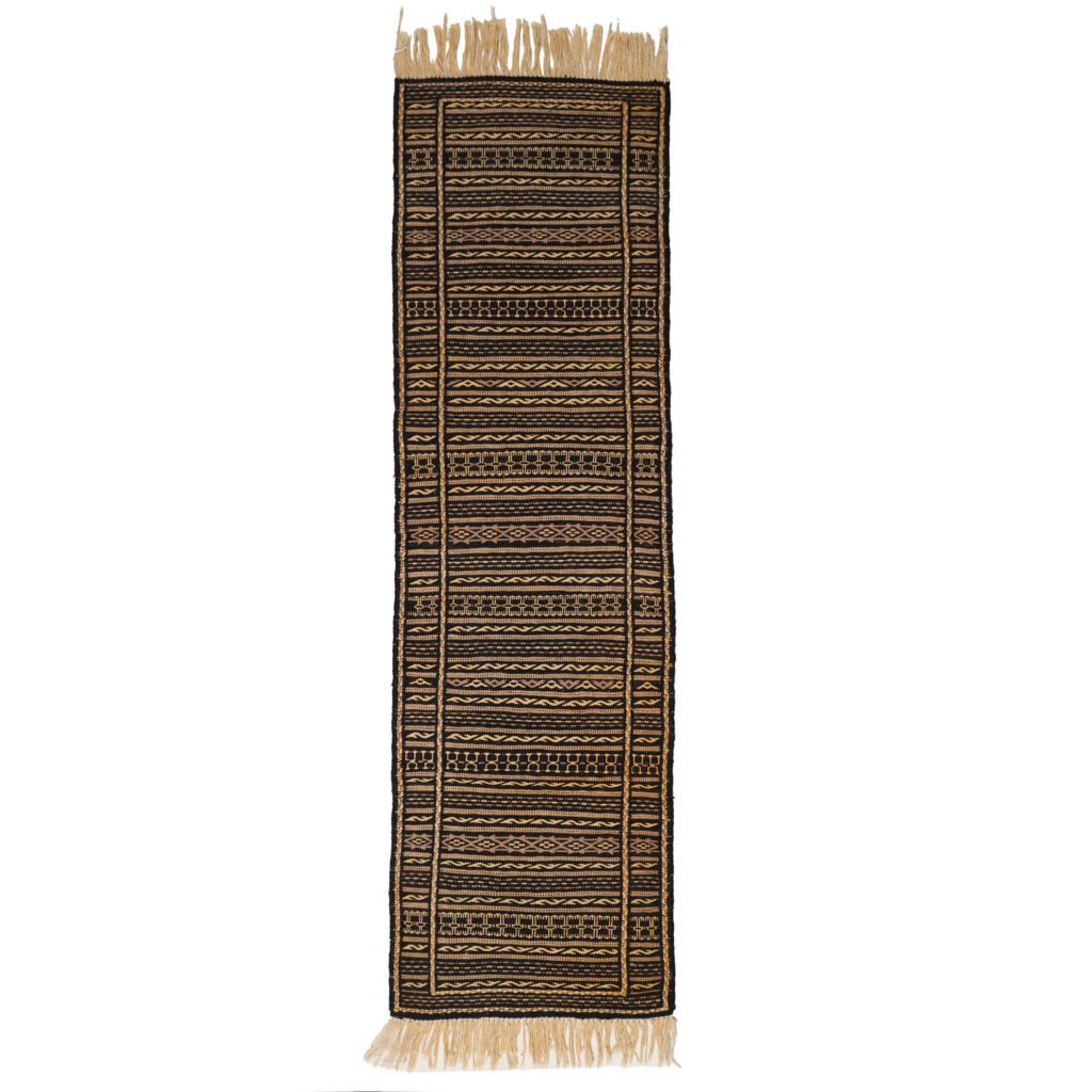 Tapis en laine Kilim persan runner tissé à la main en Khorasan rayé marron
