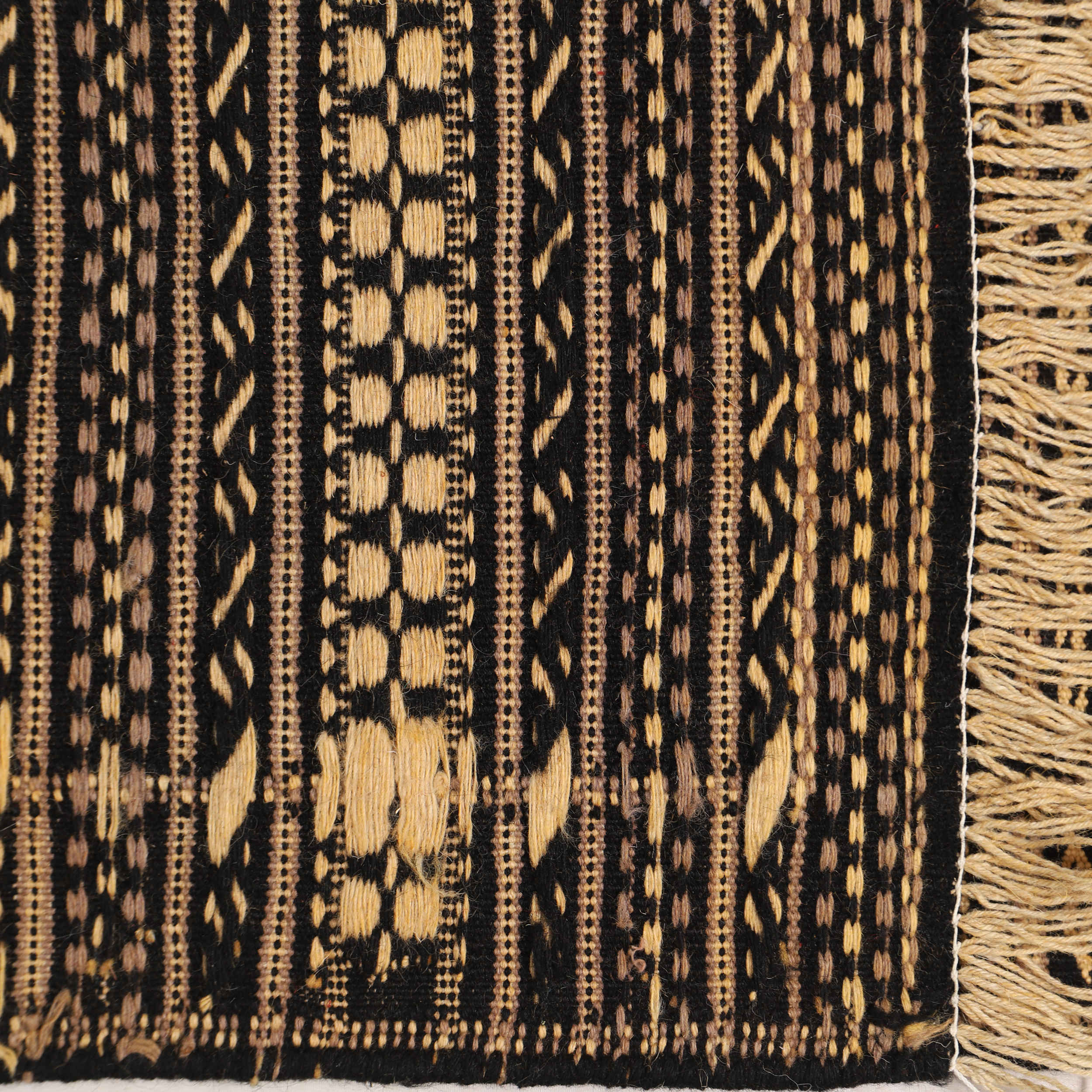 Tapis en laine Kilim persan runner tissé à la main en Khorasan rayé marron