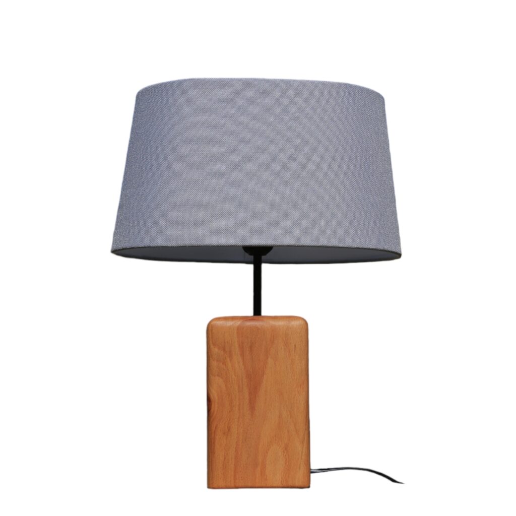 Lampe de table en bois d'accent avec abat-jour en coton - Arsalan