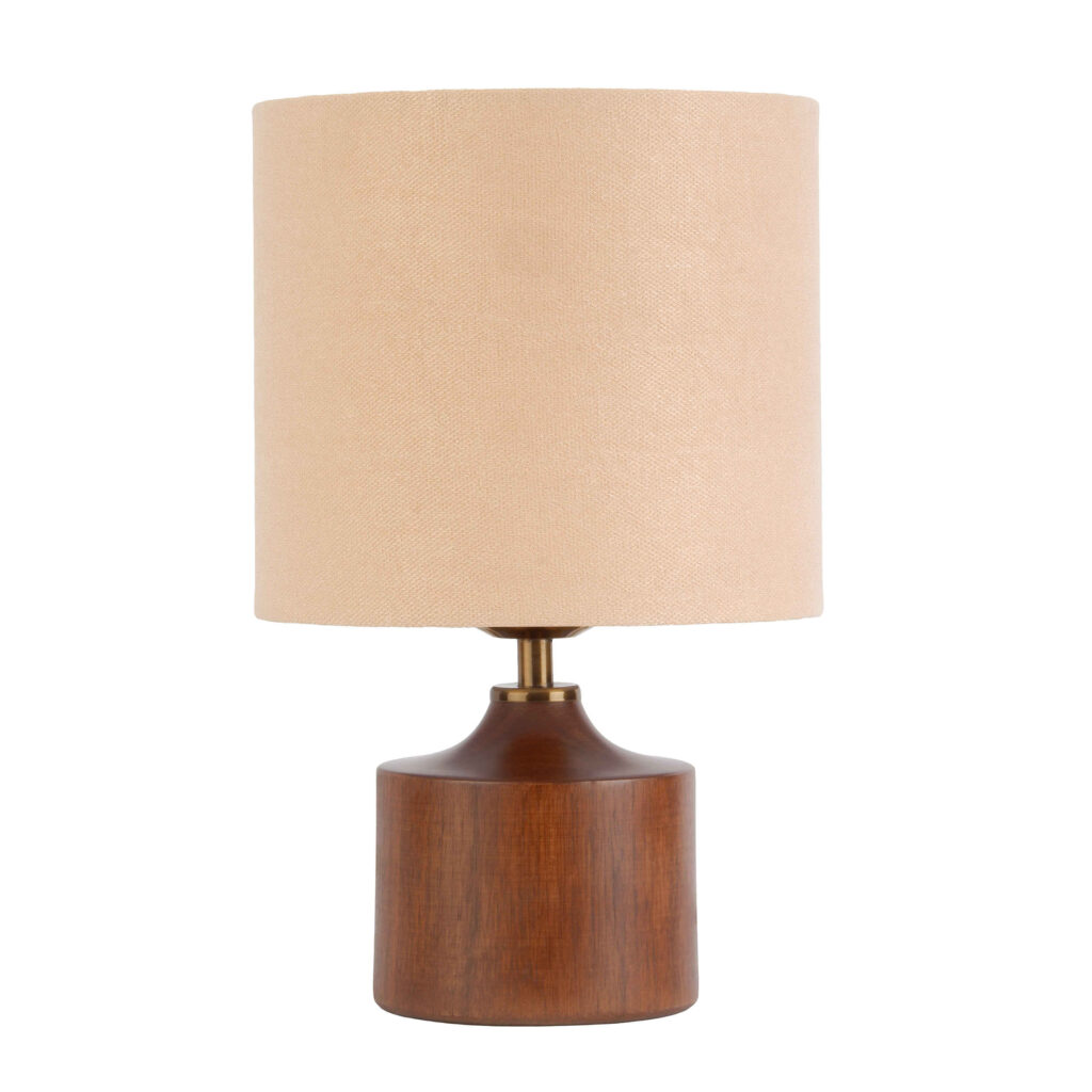 Lampe de table en bois d'accent avec abat-jour en tissu - Nikan