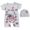 Ensemble Bébé Barboteuse à Manches Courtes et Bonnet – Modèle Hello Kitty