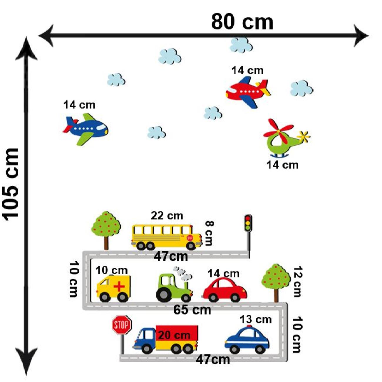Autocollant mural en bois pour bébé – Design transport