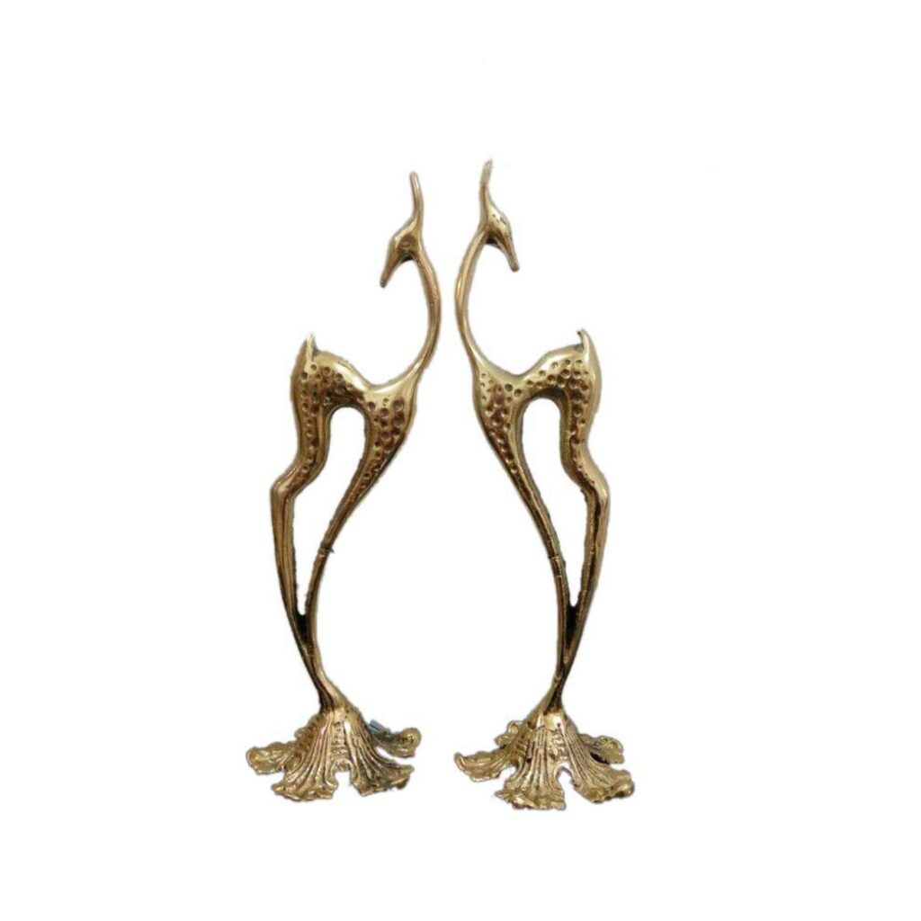 Ensemble de 2 figurines décoratives de gazelles en laiton - Décoration artistique de faune
