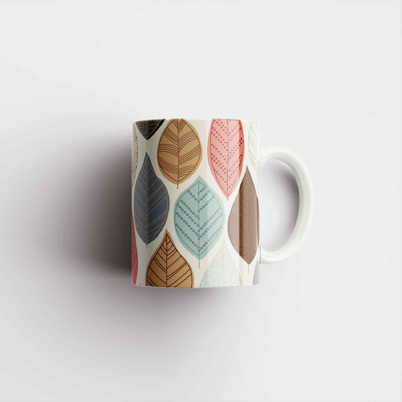 Keramik-Kaffeebecher mit Blätter-Design