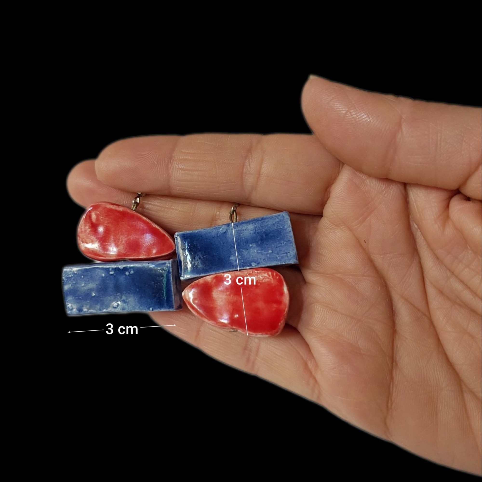 Boucles d’oreilles en céramique pour femmes – Modèle fait à la main, Géométrique