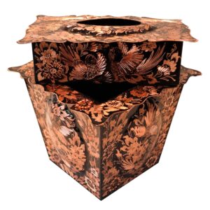Ensemble corbeille et boîte à mouchoirs en cuivre persan – Gravure manuelle Gol o Morgh