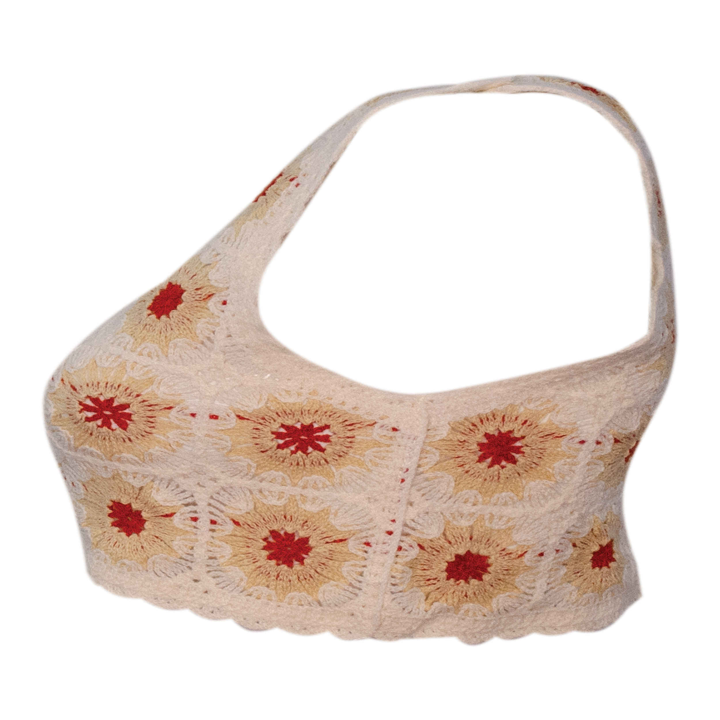 Top court en crochet pour femmes avec design ethnique