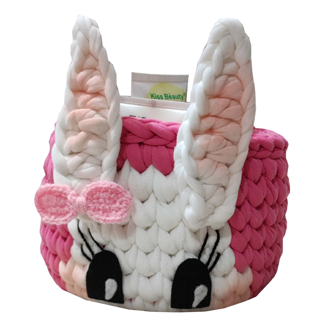 Panier de rangement en crochet avec design Rabbit