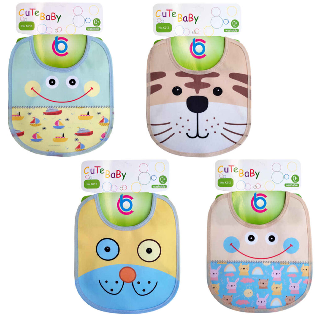 Bavoirs Bébé Mignons pour les Repas avec Sangles - Lot de 4