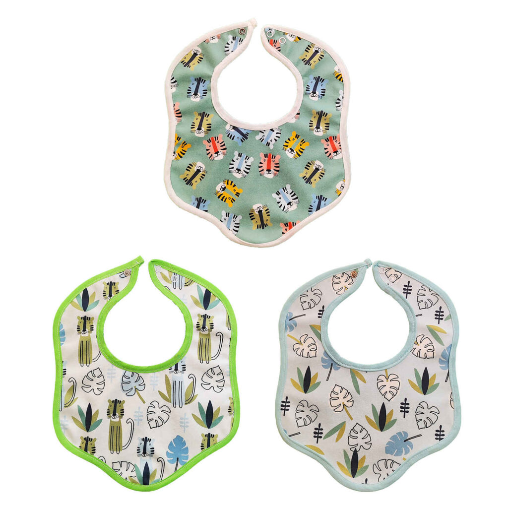 Bavoirs Bébé Mignons pour les Repas - Motif Tigre - Lot de 3