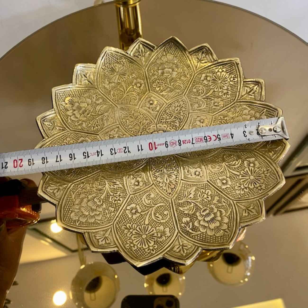 Plaque décorative en laiton, gravure manuelle Ghalamzani avec motif floral