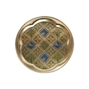 Plateau décoratif en laiton avec motif géométrique traditionnel pour salle à manger et décoration