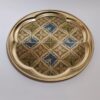 Plateau décoratif en laiton avec motif géométrique traditionnel pour salle à manger et décoration