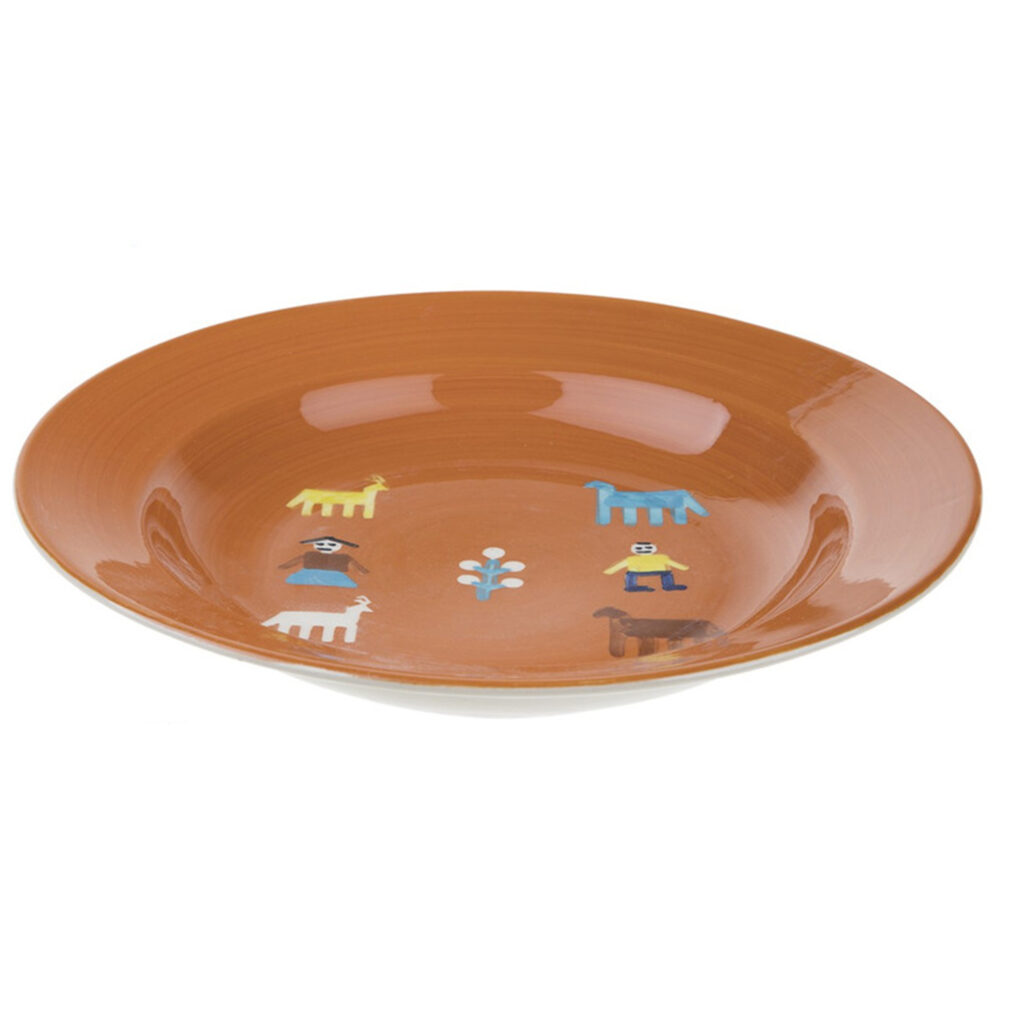Assiette décorative en céramique avec motif persan Gabbeh orange