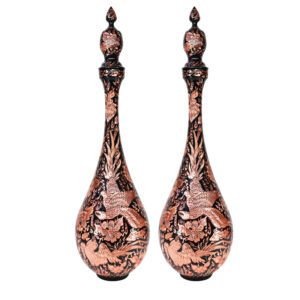 Bouteille décorative en cuivre – Gravée et artisanale Élégance (lot de 2)