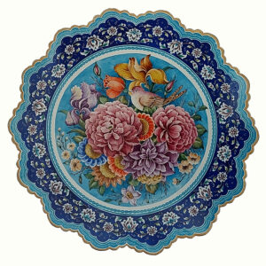 Plat décoratif en cuivre avec minakari peint à la main