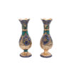 Vase décoratif en cuivre persan gravé recouvert d'argent - Set de 2