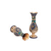 Vase décoratif en cuivre persan gravé recouvert d'argent - Set de 2