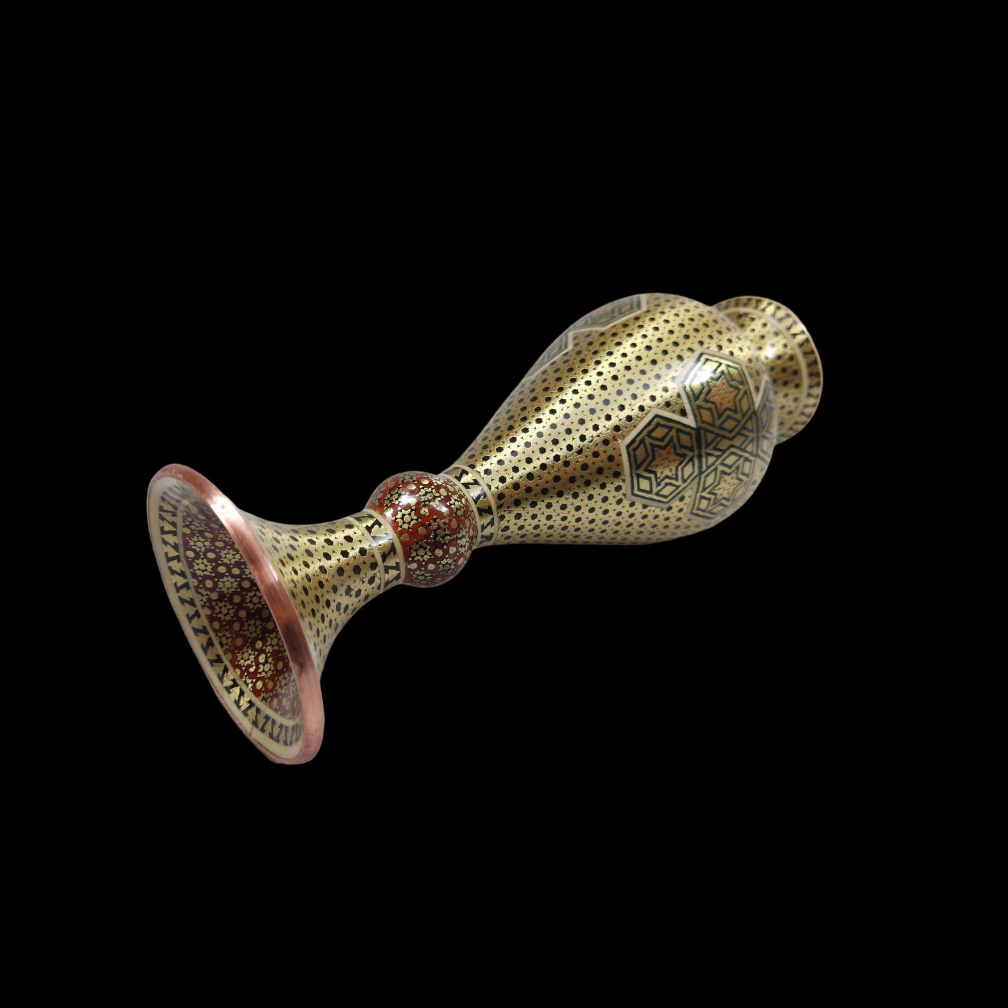 Vase décoratif en cuivre persan fait main avec marqueterie Khatamkari Art – Set de 2