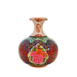 Vase décoratif en cuivre persan fait main design traditionnel avec motif floral
