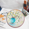 Assiette Décorative en Céramique pour Table et Mur Motif Vase de Fleurs
