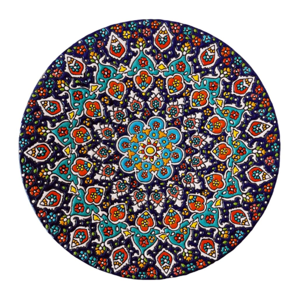 Assiette Décorative en Céramique avec Émail Persan Minakari Élégance Fait Main