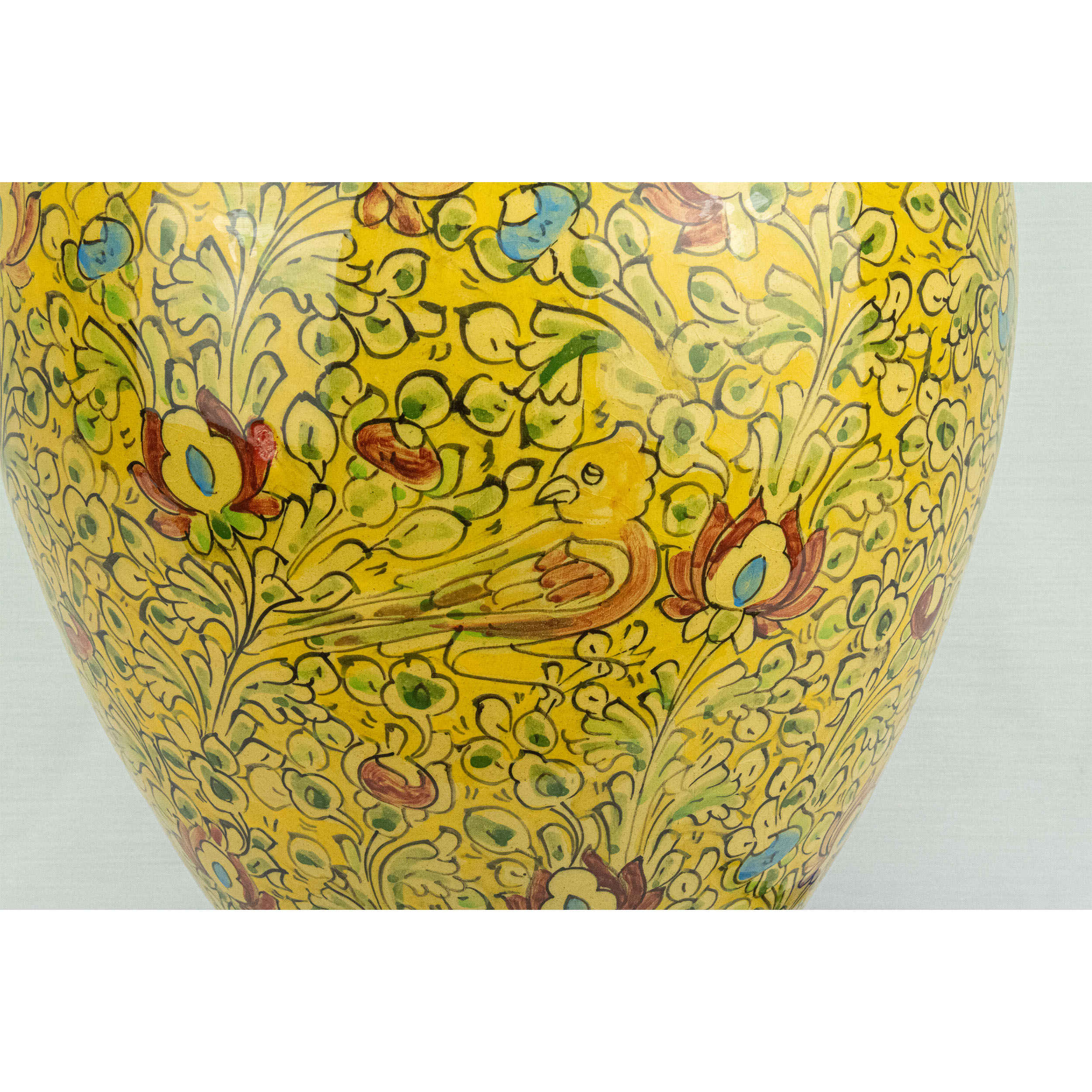 Vase en poterie décoratif persan fait main peint avec design Gol o Morgh