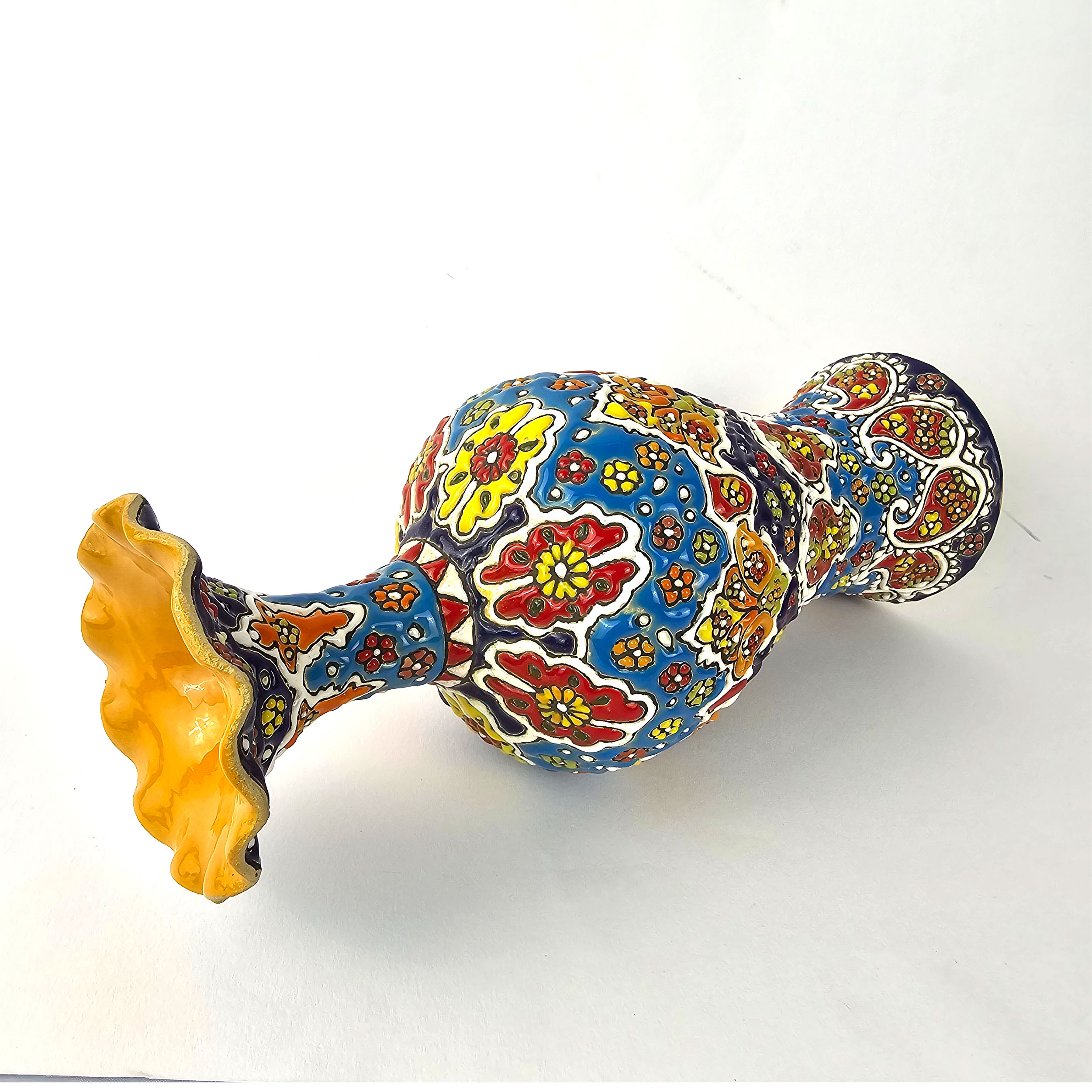 Vase en poterie décoratif avec émail Minakari persan Art peint à la main Floral