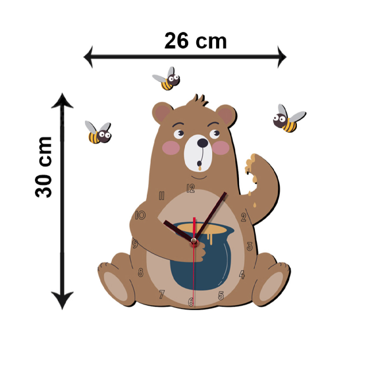Horloge Murale Décorative en Bois pour Chambre d’Enfant avec Design de Bear Adorable